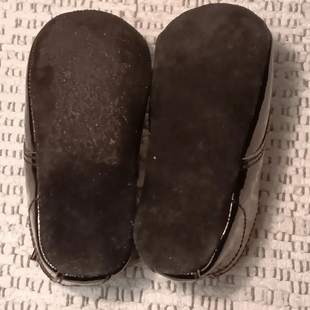 Gymboree baby infant black patent leather lace up dress formal crib shoes sz 4